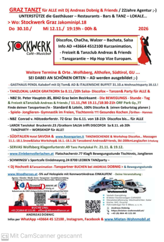 Vieles ab 30.10 mit Nachbarschaftszentrum Larox Gratkorn Graz Tanzt  Info +436644512100