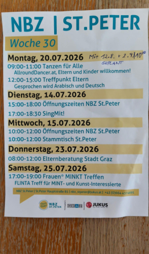 Nachbarschaftszentrum NBZ St.Peter Graz Wochenprogramm Info +436644512100 Andreas Freizeit Tanzclub Tanzen Tanzabend für ALL