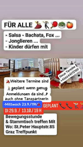 Nachbarschaftszentrum Sep.u.Okt.26 NBZ St.Peter Graz Info +436644512100 Andreas Freizeit Tanzclub Graz Tanzen Tanzabend für ALL