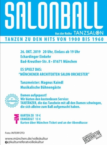 Tanzsalon Ball München 26.10.2019 München TANZPARTNER buchen unter +436644512100 Taxitänzer