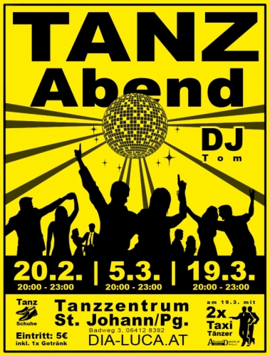 SALZBURG Tanzabend alle 14Tage Do 19.3.20  20-23h St.Johann in Pongau mit Allrounddancer Andreas I. 06644512100 für Alle