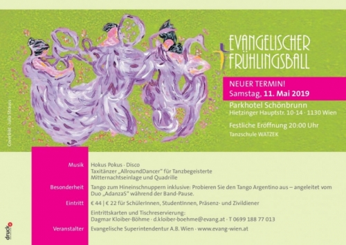 Evangelischer Frühlingball Sa 11.5.2019 Parkhotel Schönbrunn mit den AllroundDancer aus halb Österreich in Wien I +436644512100